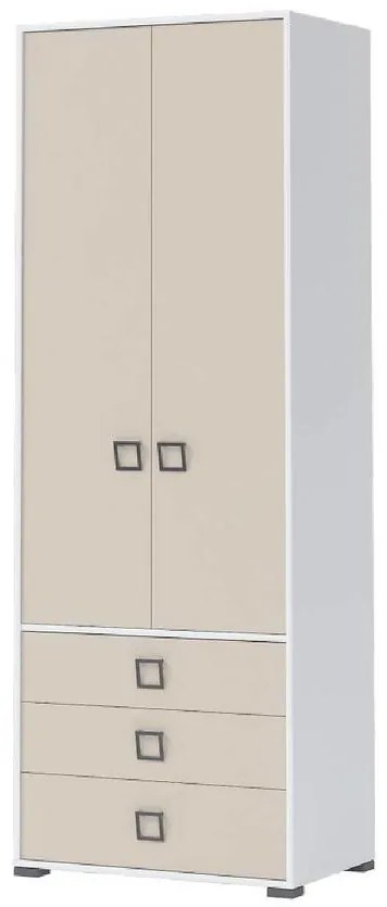 Skriňa 2D3S Kiki P23-BE/KI-01 white/sand