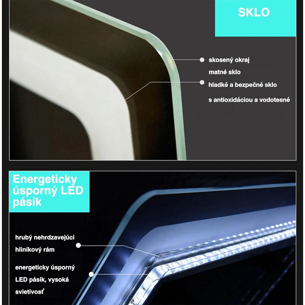 D‘Eluxe - LED ZRKADLÁ - Zrkadlo s LED osvetlením SINGLE TOUCH RM46E 70-140cm LED zrkadlo dotykové 5 studená biela nástenná 80 60 80x60