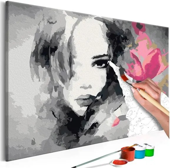 DIY set na tvorbu vlastného obrazu na plátne Artgeist Pink Flower, 60 × 40 cm