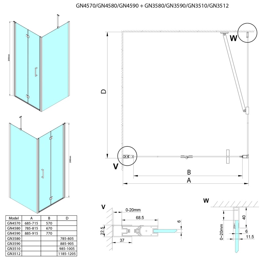 Gelco Gelco, LORO obdĺžniková sprchová zástena 700x1000mm, GN4570-01