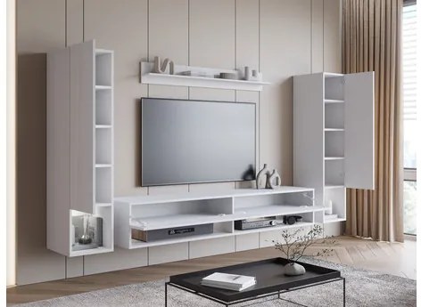 Obývacia stena Wikez II, Farby: dub artisan, Osvetlenie: osvetlenie LED biele