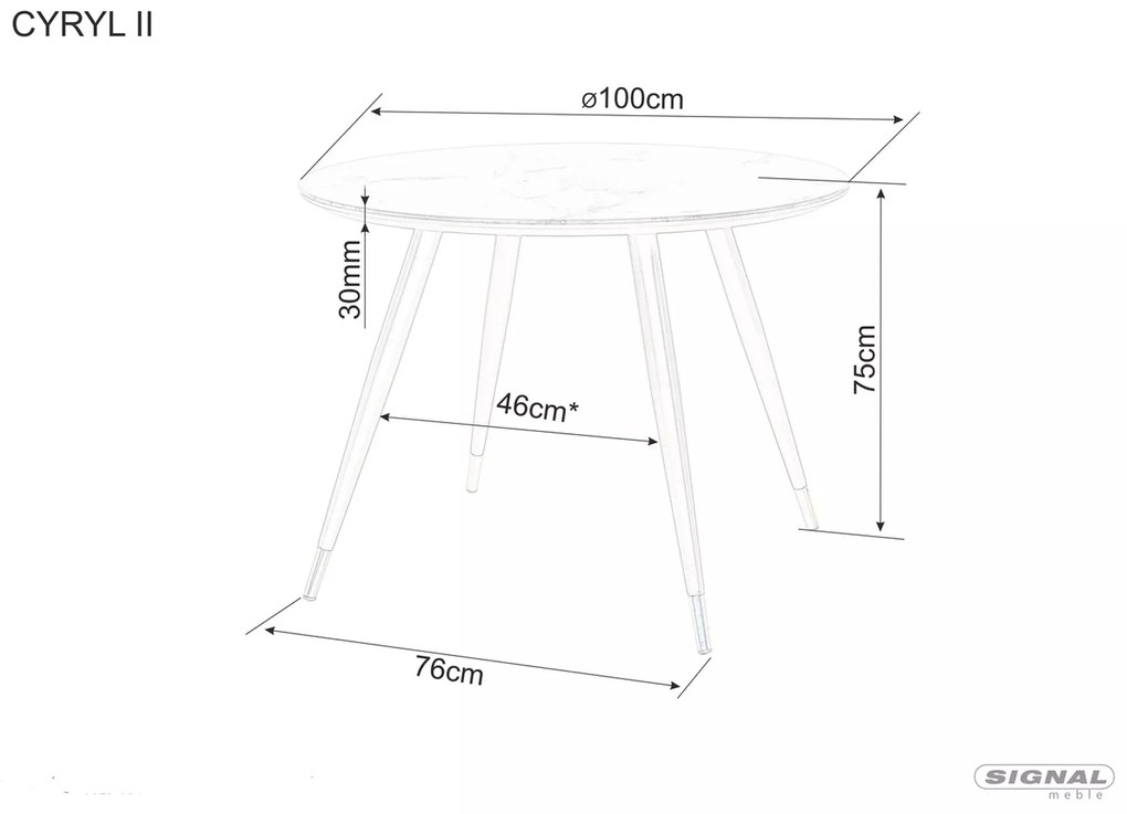 Okrúhly jedálenský stôl Cyryl 100 cm čierny