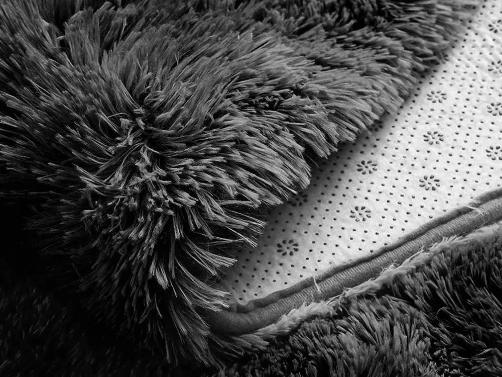 Tmavosivý okrúhly shaggy koberec Ombre Rozmer: 100 cm