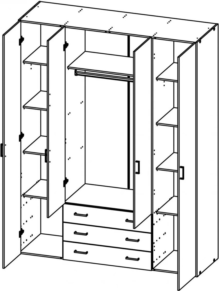 Šatníková skriňa Sidal IV biela
