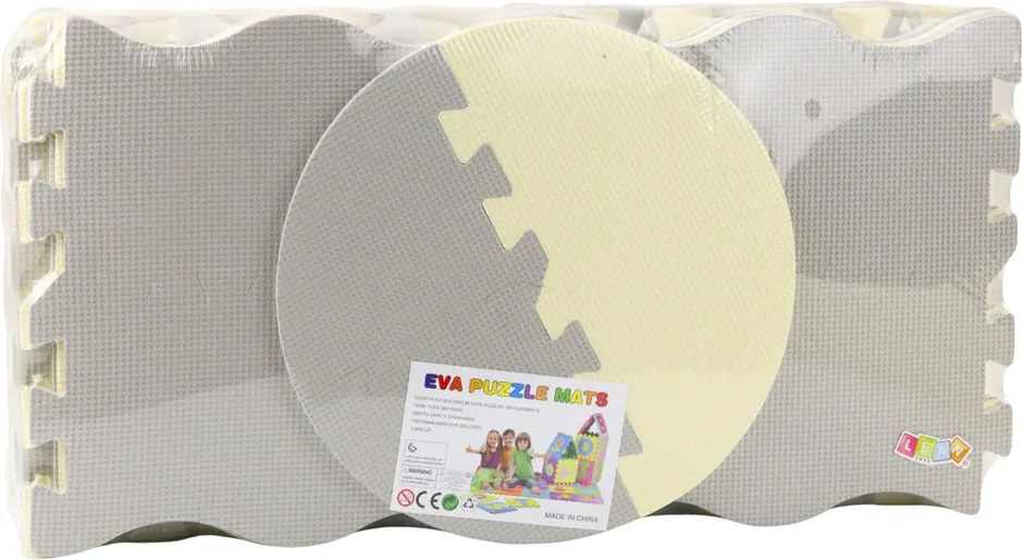LEAN Toys Mäkké puzzle vzdelávacie podložky Ohrádka Pena EVA Béžová Sivá 25 el.