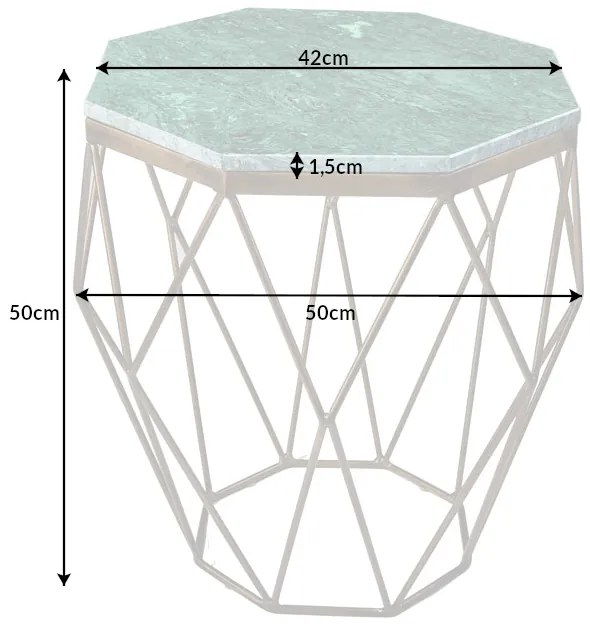 Konferenčný stolík Diamond 50cm mramor mosadz zelená