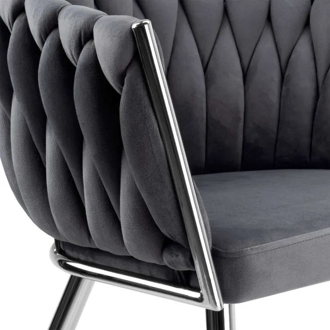 Jedálenská stolička COFTON zamatová, strieborná / grafitová