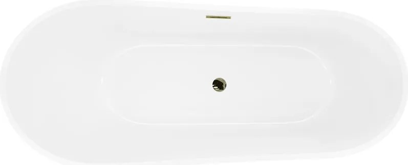 Mexen Dora, voľne stojaca vaňa 150 x 75 cm, biela, zlatý lesklý prepad, 52071507500-50