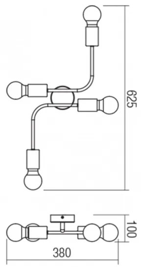 Redo 01-1669 - Stropné svietidlo YAK 4xE27/42W/230V