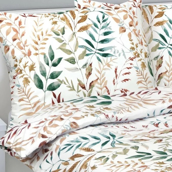 Bellatex Bavlnené obliečky Vetvička béžová, 140 x 220 cm, 70 x 90 cm, 140 x 220 cm, 70 x 90 cm