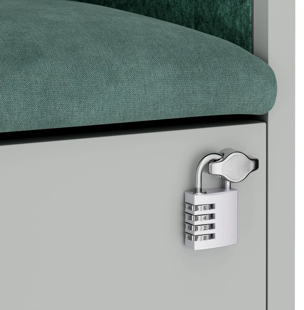 Akustická kabína SALLY MentalBox 1150 mm – sivý korpus, zelené sedadlo