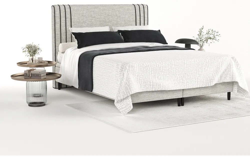 Svetlosivá čalúnená dvojlôžková posteľ s úložným priestorom 140x200 cm Musca – Maison de Rêve