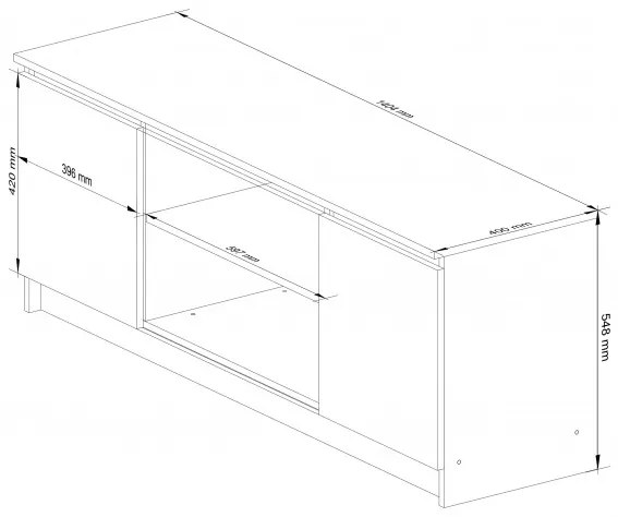 Stolík pod TV RTV 140 2D 1P dub artisan / sivý