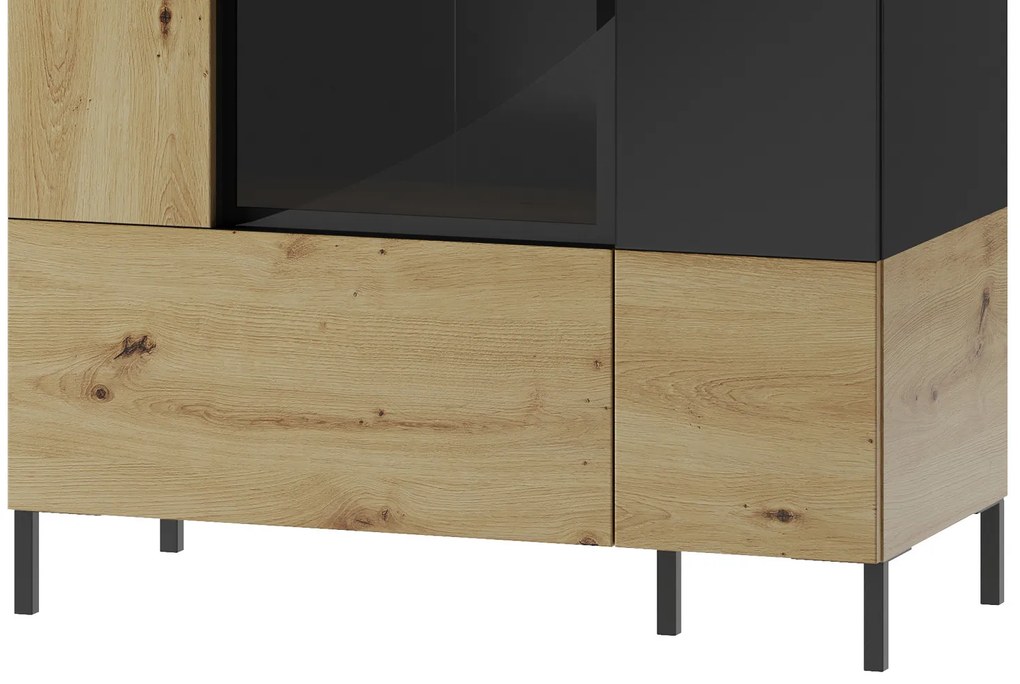 Vitrína Lucas II 15 90 cm dub Artisan/čierna