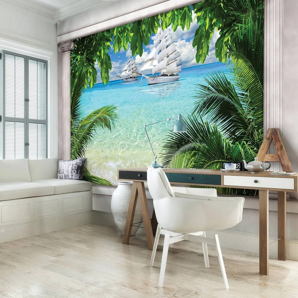 Fototapeta - Loď na oceáne (254x184 cm)