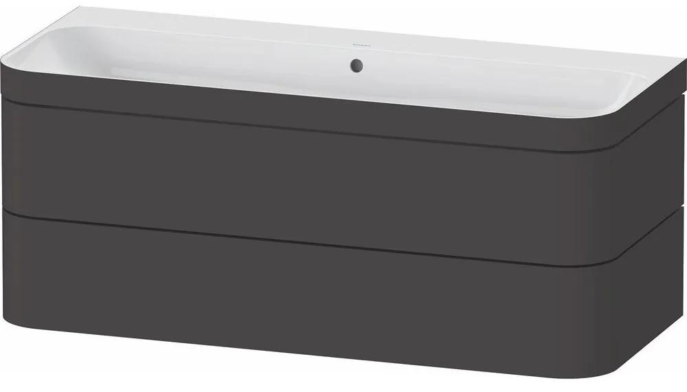 DURAVIT Happy D.2 Plus c-bonded závesná skrinka s nábytkovým umývadlom bez otvoru, 2 zásuvky, 1175 x 490 x 480 mm, grafit super matná, HP4639N80800000