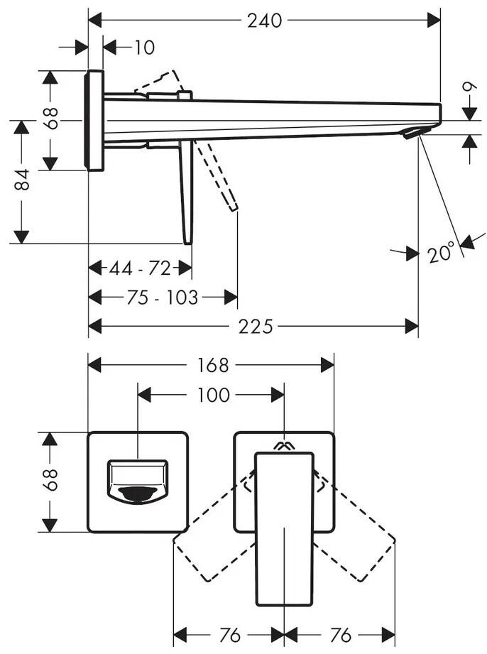 Hansgrohe Metropol, umývadlová batéria pod omietku 225 mm, 2-otvorová inštalácia, biela matná, HAN-32526700