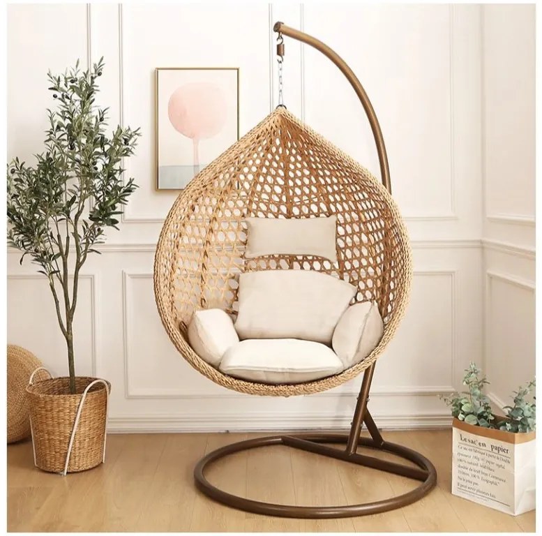 AKCIA Svetlohnedé závesné kreslo TROPIKAL so stojanom II. akosť