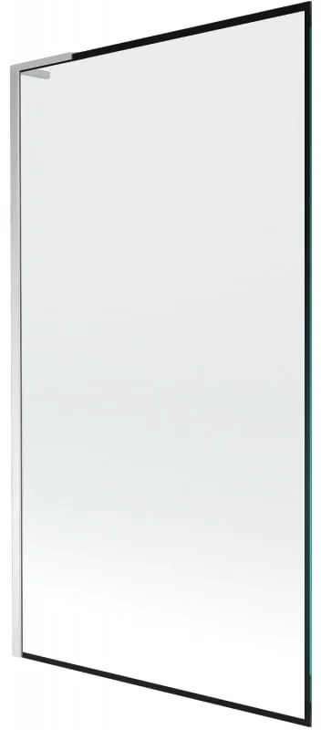 Mexen Next L, 1-krídlová vaňová zástena 100 x 150 cm, 6mm číre sklo-čierny vzor, chrómový profil, 895-100-000-03-70-01