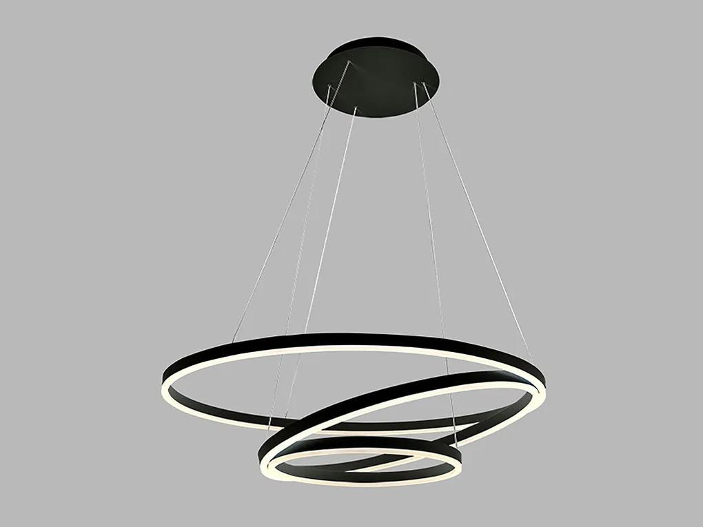 LED2 Závesné LED osvetlenie na lanku CIRCLE, 136W, teplá biela, kruhové, čierne