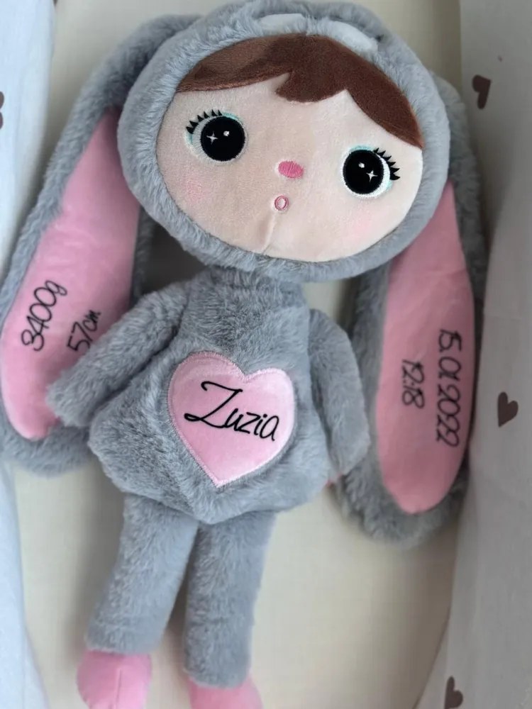 Mojkáčik - Bábika zajačik šedo ružová 50 cm