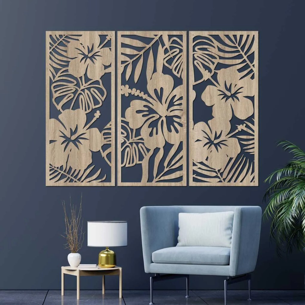 Drevený obraz tropické kvety | UBRALA: HDF - Javor 60 x 45 cm 4542-101006 HDF0530