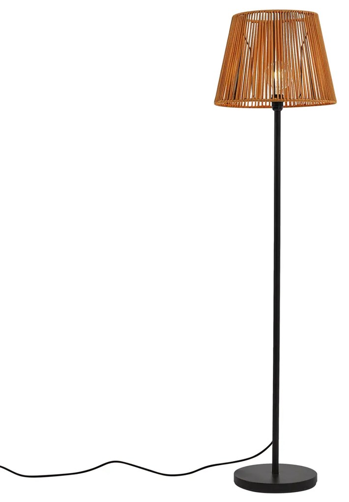 Vonkajšia stojaca lampa čierna s oranžovým lanovým tienidlom IP44 - Virginia Jayla