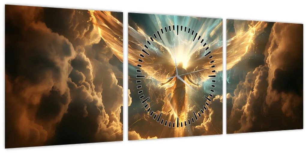 Obraz - Anjelská mytológia (s hodinami) (90x30 cm)