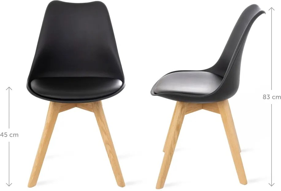 Sada 2 čiernych stoličiek s bukovými nohami loomi.design Retro