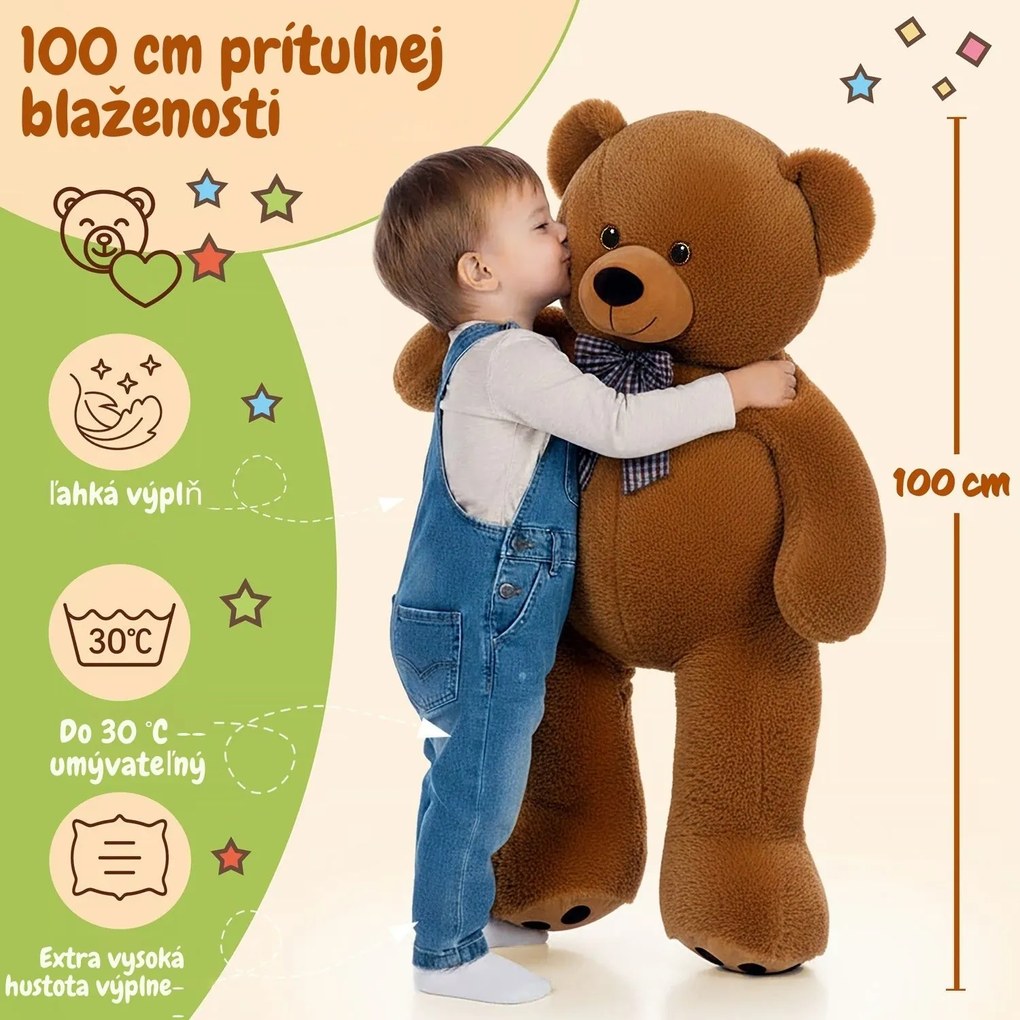 Veľký plyšový medveď BENY, 100cm, hnedá Monzana