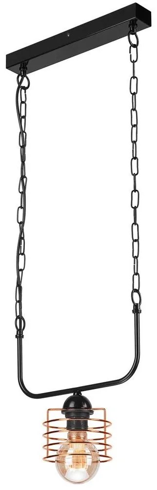 Luster na reťazi MORGAN 1xE27/60W/230V čierna/medená