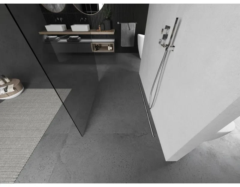 Mexen Kioto, sprchová zástena Walk-In 120 x 200 cm, 8mm číre sklo, brúsená oceľ profil,  800-120-002-97-00