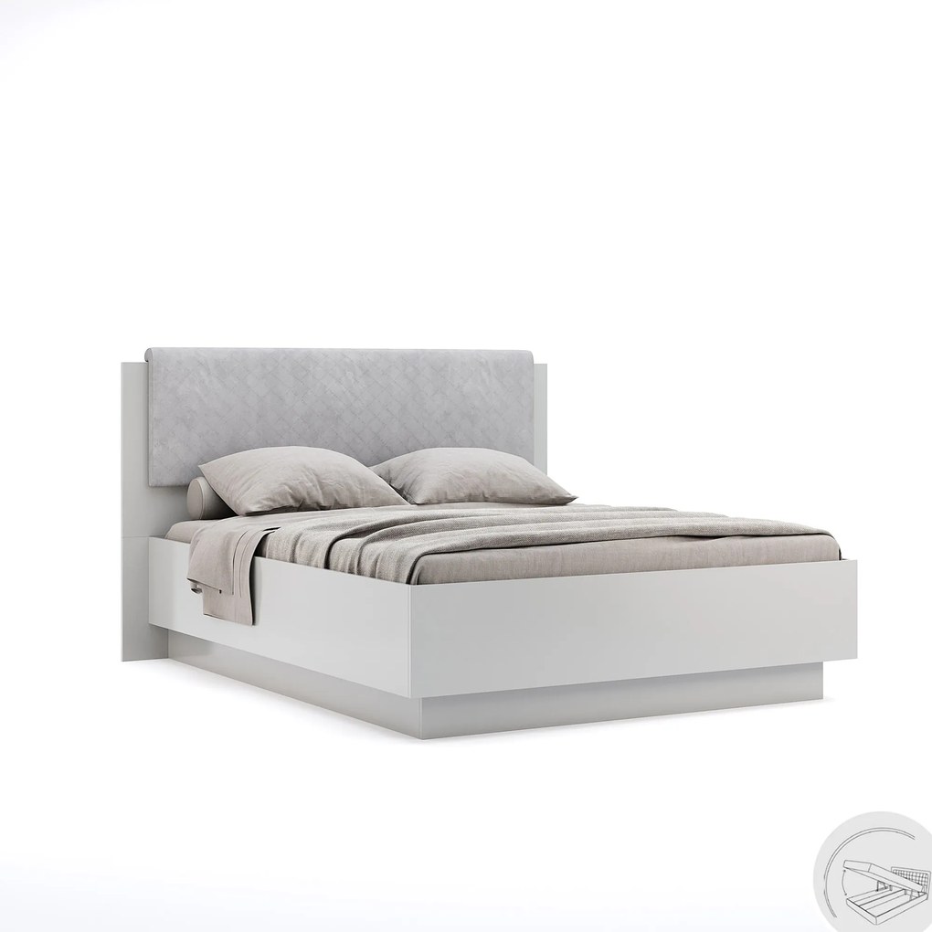 Dvoulůžková postel Megy 180x200 se zvedacím roštem šedá