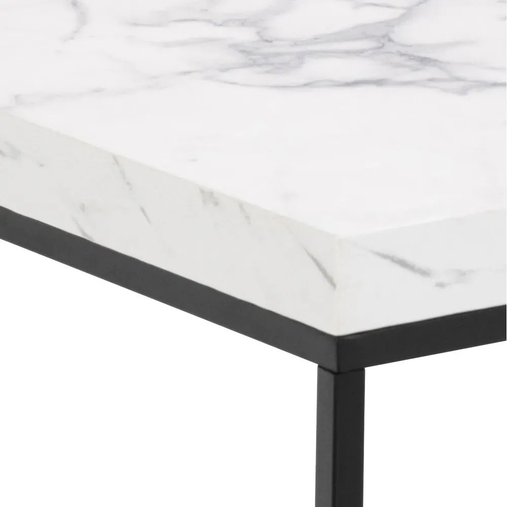 Odkladací stolík Barossa 40 cm biely mramor/čierny