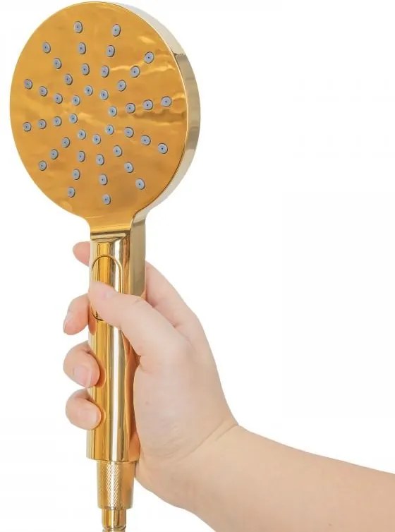 Erga Dubaj, termostatický set sprchového stĺpu s dažďovou sprchou 30cm a s sprchovou hlavicou, zlatá lesklá, ERG-YKA-BP.DUBAJ-THERM-30-GLD