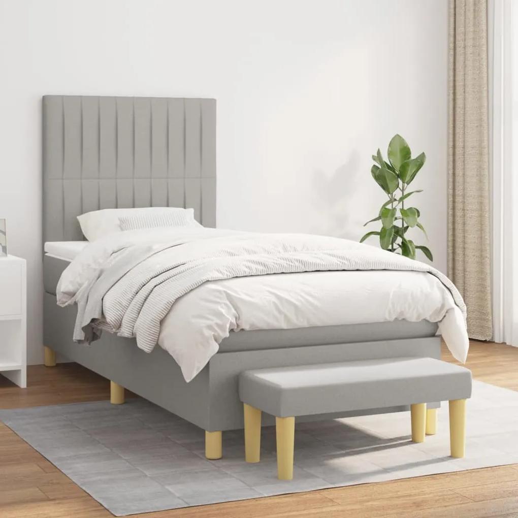 Boxspring posteľ s matracom bledosivý 100x200 cm látka 3137293