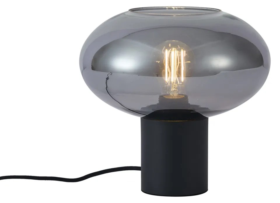 Dizajnová stolná lampa čierna s dymovým sklom - Umbrella