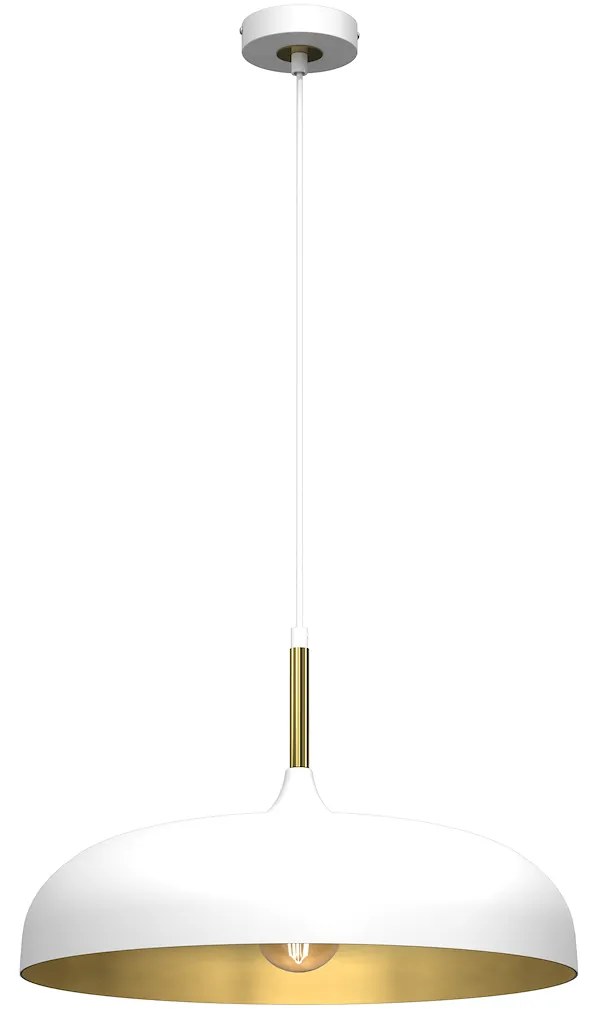 Závesné svietidlo Lincoln, 1x zlaté/biele kovové tienidlo, (fi 45cm), w/g