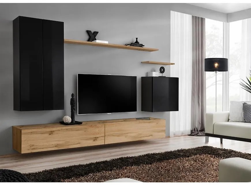 Obývacia stena Switch II Čierna /Wotan