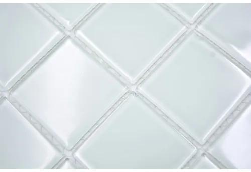 Sklenená mozaika štvorcová crystal mix biela
