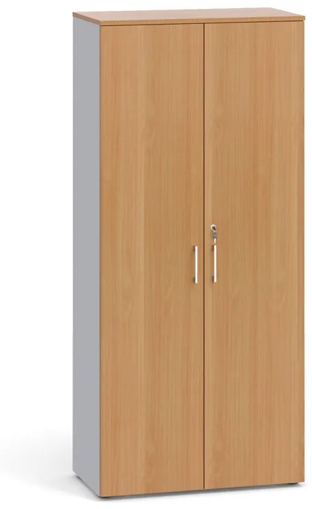 Kancelárska skriňa s dverami, 1781x800x420 mm, sivá / buk