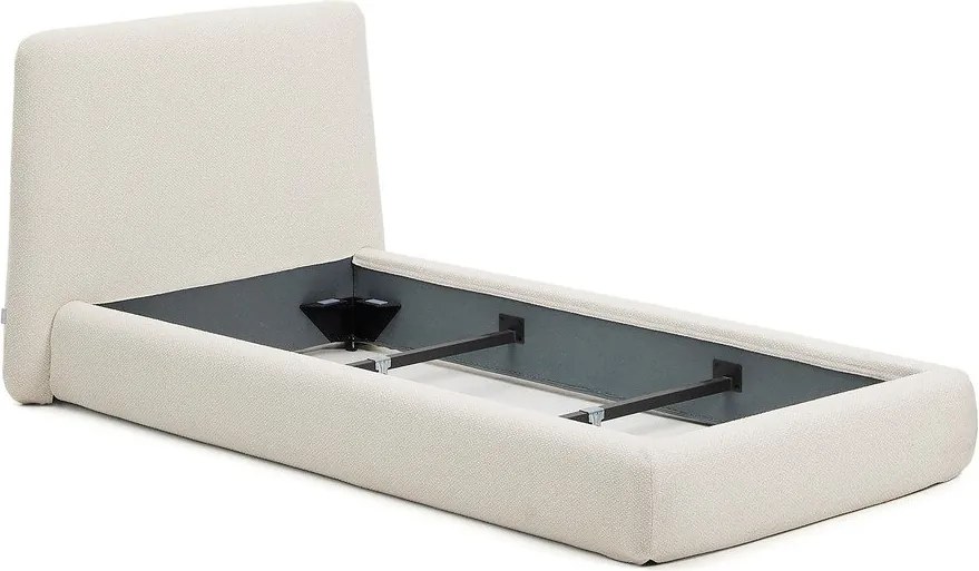 Béžová čalúnená jednolôžková posteľ bez roštu 90x200 cm Martina – Kave Home