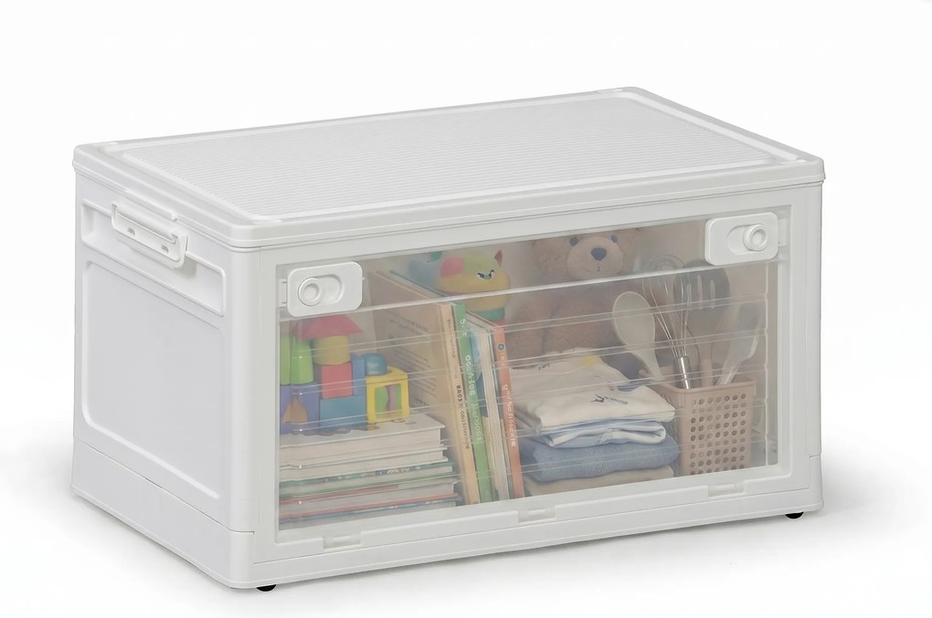Skladací úložný regálový box L 37 l, 459x320x250 mm, biely