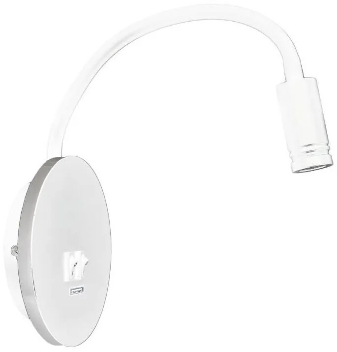 LED Flexibilná nástenná lampička s USB BASE 1xLED/8W+1xLED/2W/230V biela/strieborná