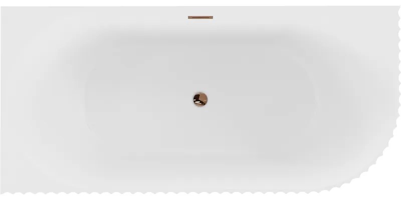 Mexen Gia, voľne stojaca rohová vaňa, drážkovaná, ľavá, 170 x 80 cm, biela matná, ružové zlato, 52701708001L-60