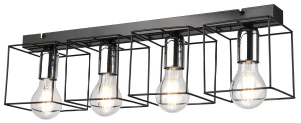 Stropné svietidlo MIKA 4xE27/60W/230V 61 cm čierna/chróm