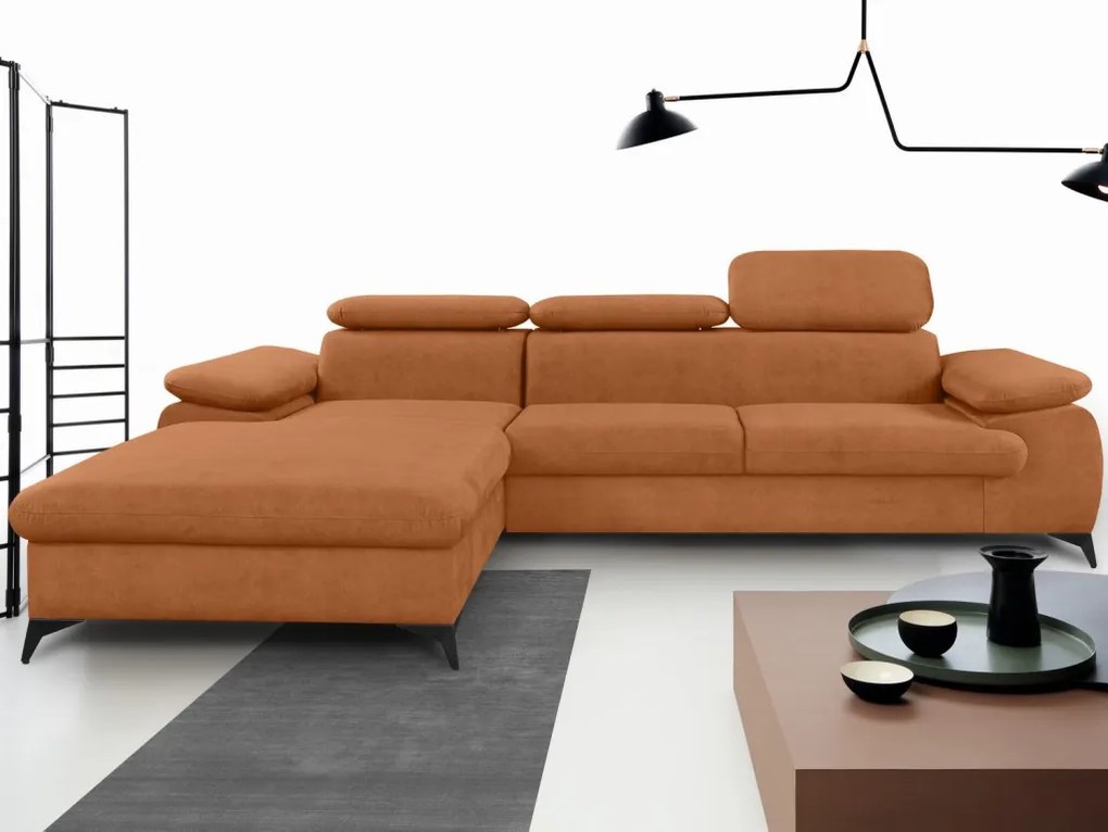 Rohová sedacia súprava Scala, hrdzavá látka, ľavý roh