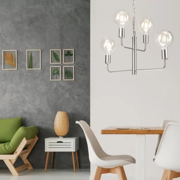 Luster na reťazi ORLANDO 4xE27/60W/230V strieborná