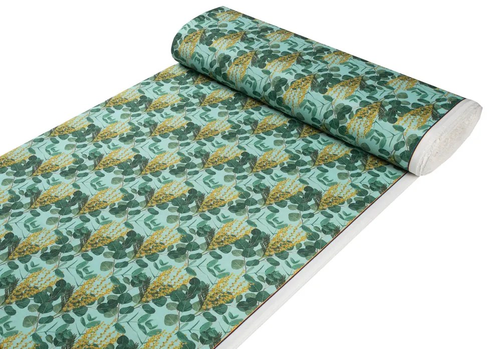 Biante Dekoračný obdĺžnikový obrus PML-088 Eukalypty na mätovom 50x100 cm
