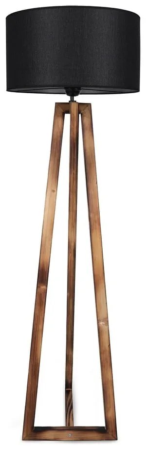 Čierna/hnedá stojacia lampa s textilným tienidlom (výška 149 cm) Maçka – Opviq lights